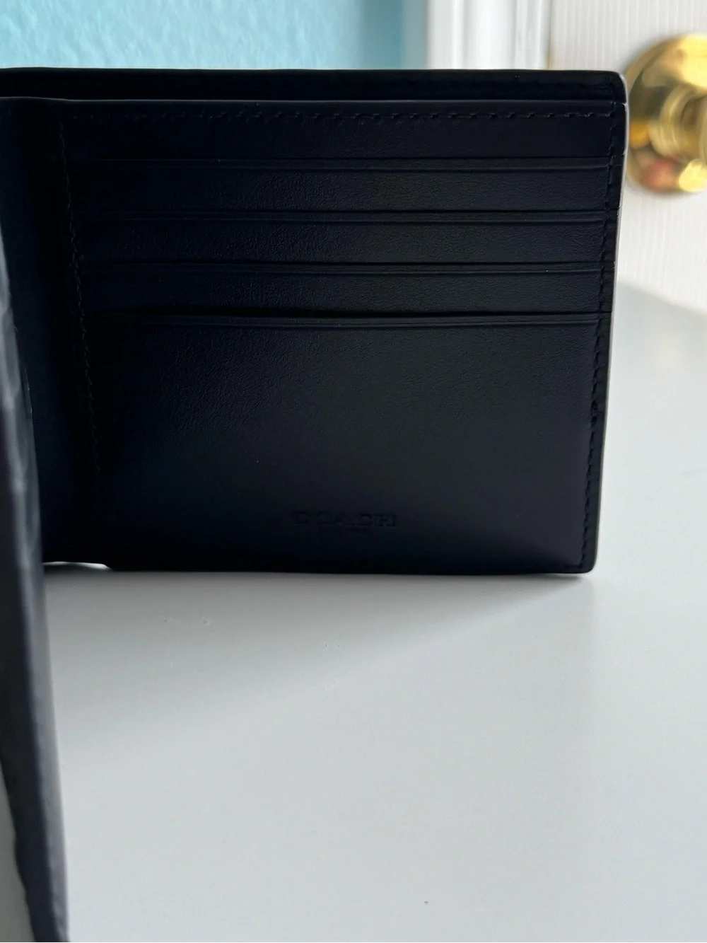 Coach Black Embossed Signature Leather Bifold Wallet